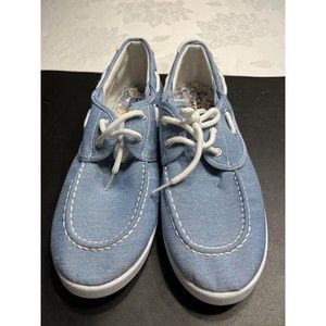 New Canvas Casual Light Denim Blue Sneaker Boat Shoe Women’s Sz 10